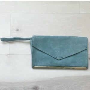 Madewell Eaton blue nubuck leather envelop clutch wristlet
